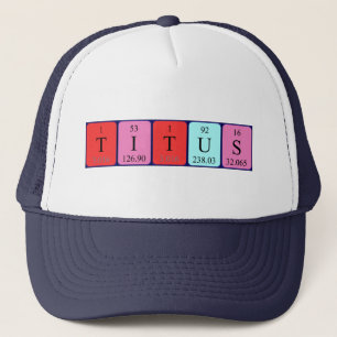 Gorra de nombre de tabla periódica de Titus
