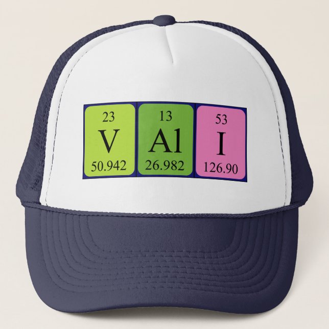 Gorra de nombre de tabla periódica de Vali (Anverso)