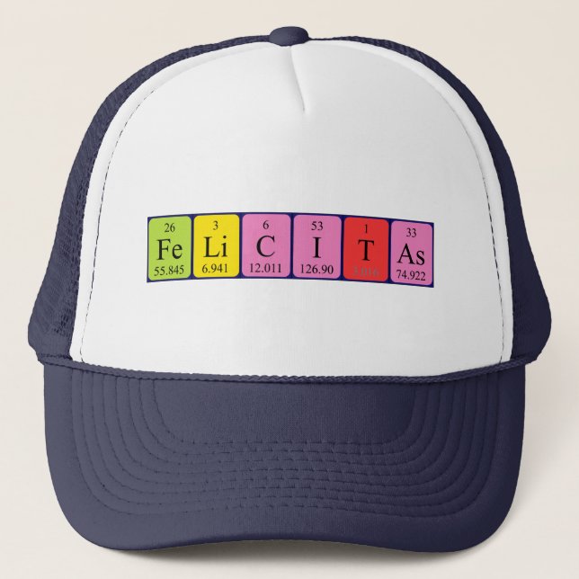 Gorra de nombre de tabla periódica Felicitas (Anverso)