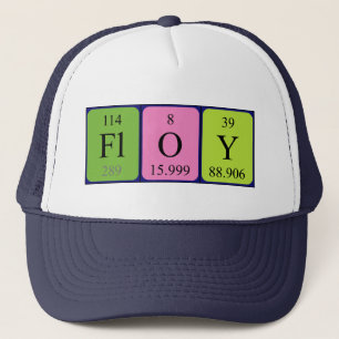 Gorra de nombre de tabla periódica flotante