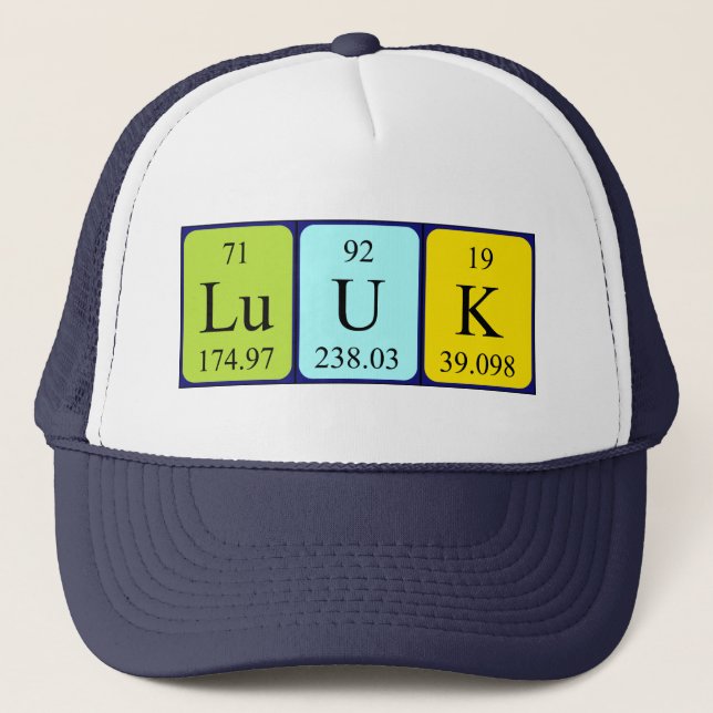 Gorra de nombre de tabla periódica Luuk (Anverso)