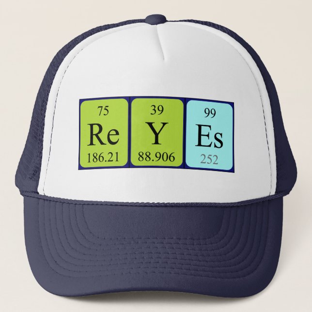 Gorra de nombre de tabla periódica Reyes (Anverso)