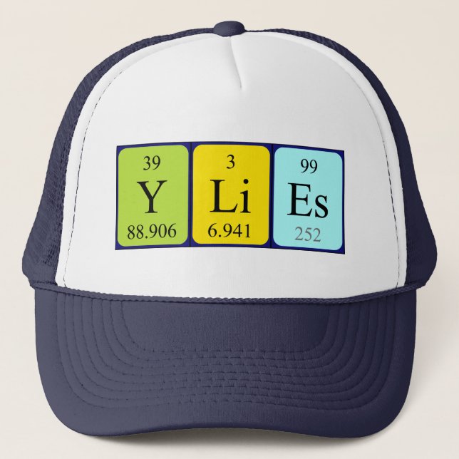 Gorra de nombre de tabla periódica Ylies (Anverso)