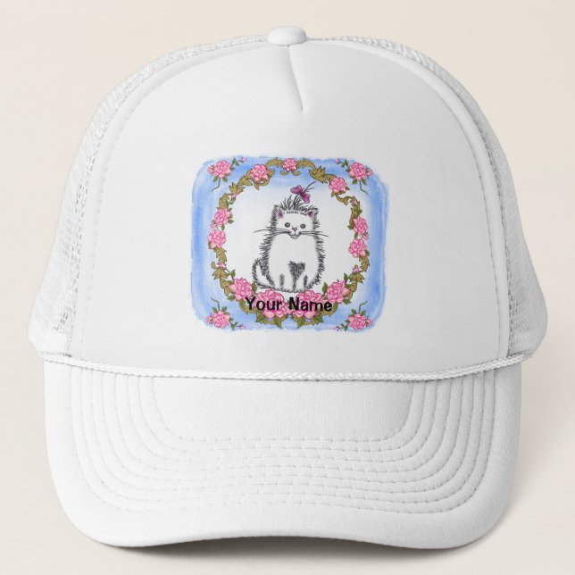 Gorra de nombre personalizado de gato para bebé ga (Anverso)