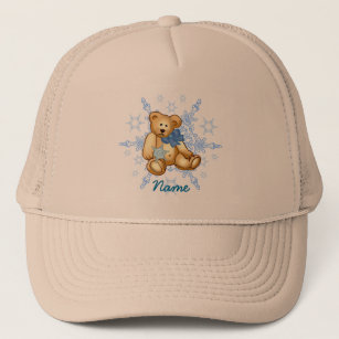 Gorra de nombre personalizado del oso bebé azul