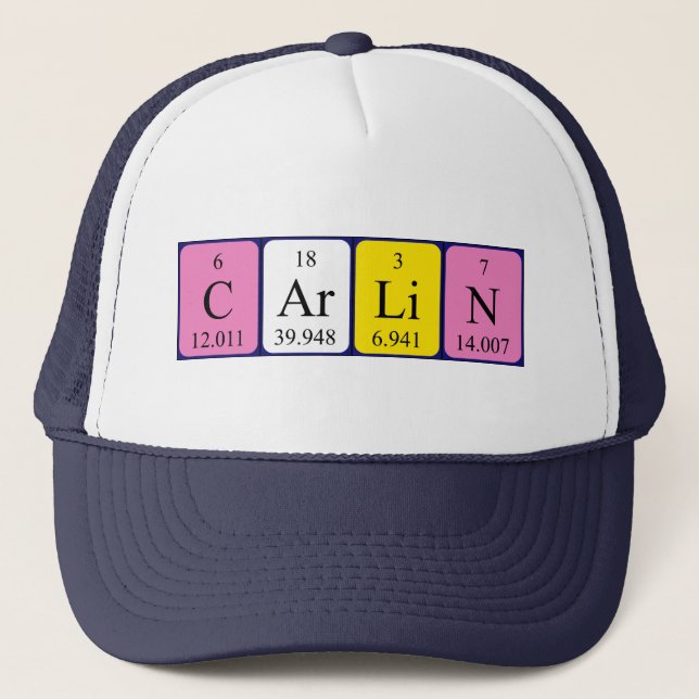 Gorra de nombres de tabla periódica Carlin (Anverso)