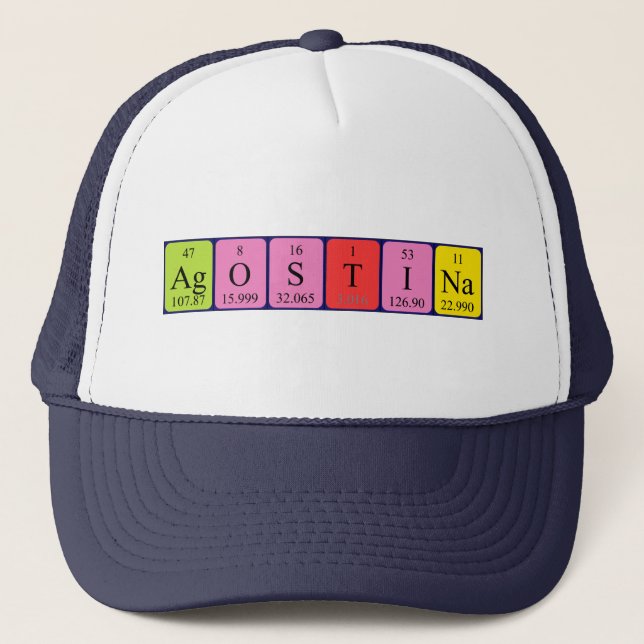 Gorra de nombres de tabla periódica de Agostina (Anverso)