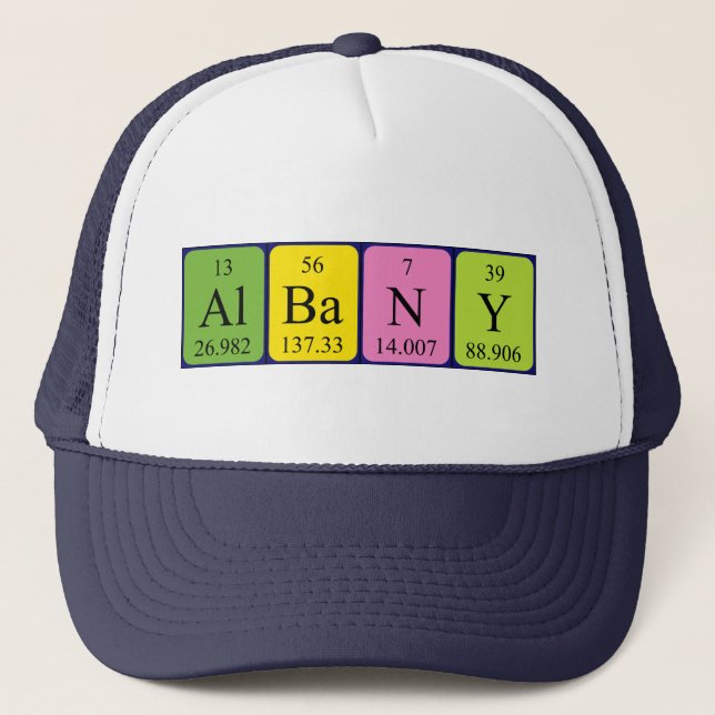 Gorra de nombres de tabla periódica de Albany (Anverso)