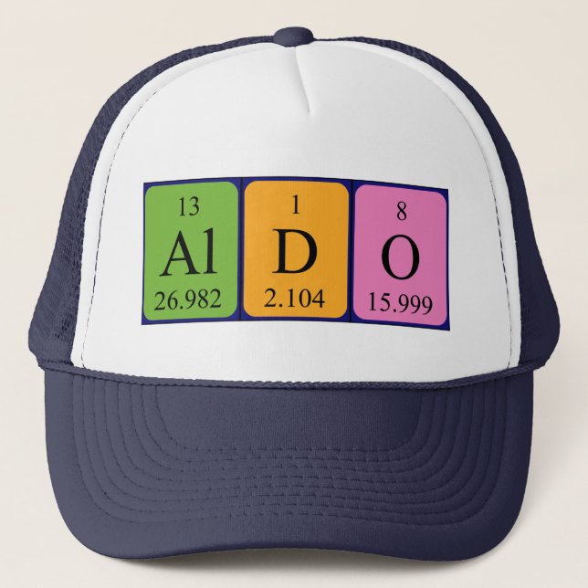 Gorra de nombres de tabla periódica de Aldo (Anverso)