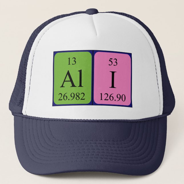 Gorra de nombres de tabla periódica de Ali (Anverso)