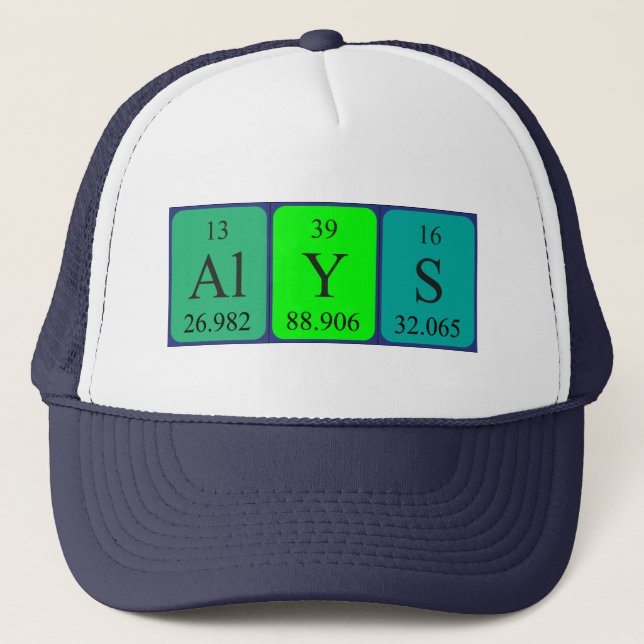 Gorra de nombres de tabla periódica de Alis (Anverso)