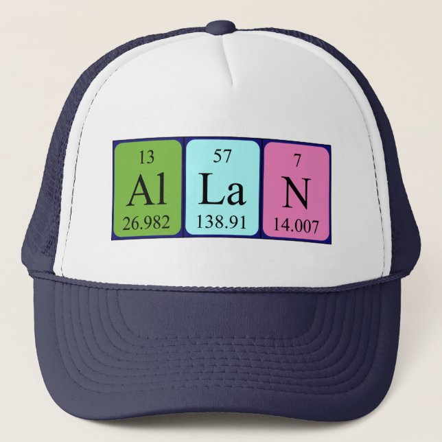 Gorra de nombres de tabla periódica de Allan (Anverso)