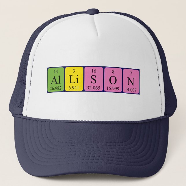 Gorra de nombres de tabla periódica de Allison (Anverso)