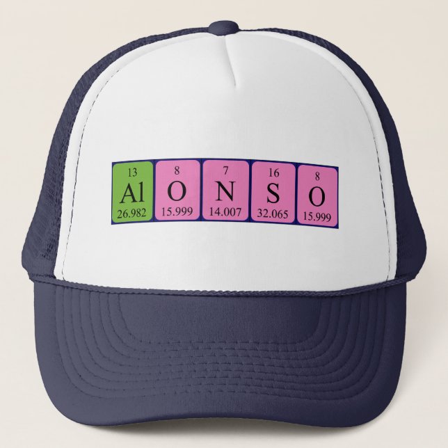 Gorra de nombres de tabla periódica de Alonso (Anverso)