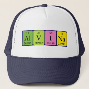 Gorra de nombres de tabla periódica de Alvina