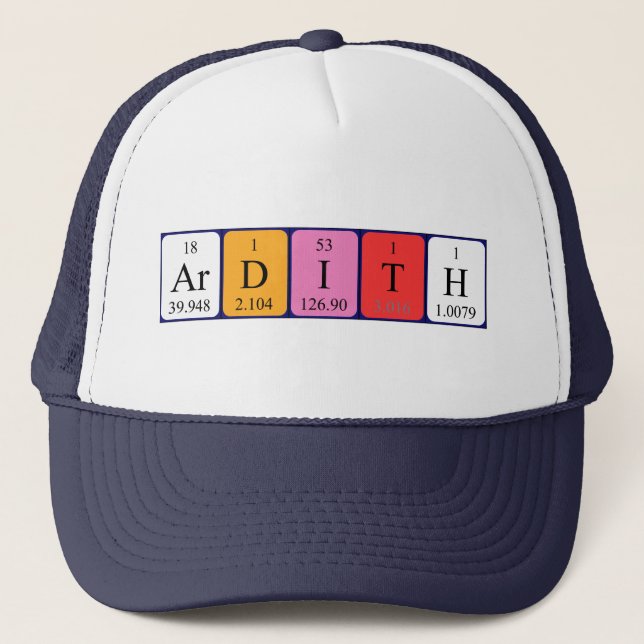 Gorra de nombres de tabla periódica de Ardith (Anverso)
