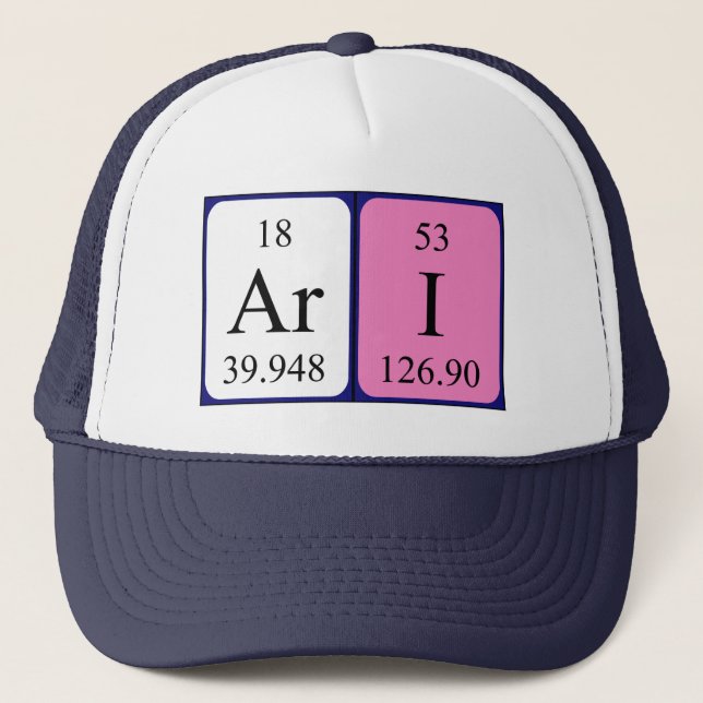Gorra de nombres de tabla periódica de Ari (Anverso)