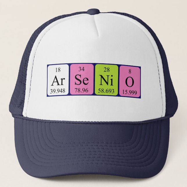 Gorra de nombres de tabla periódica de Arsenio (Anverso)