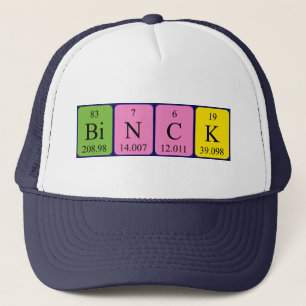 Gorra de nombres de tabla periódica de binck