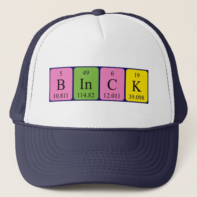 Gorra de nombres de tabla periódica de binck (Anverso)
