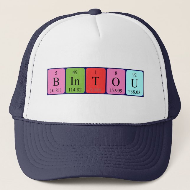 Gorra de nombres de tabla periódica de Bintou (Anverso)
