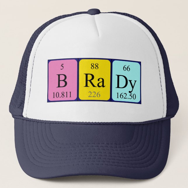 Gorra de nombres de tabla periódica de Brady (Anverso)