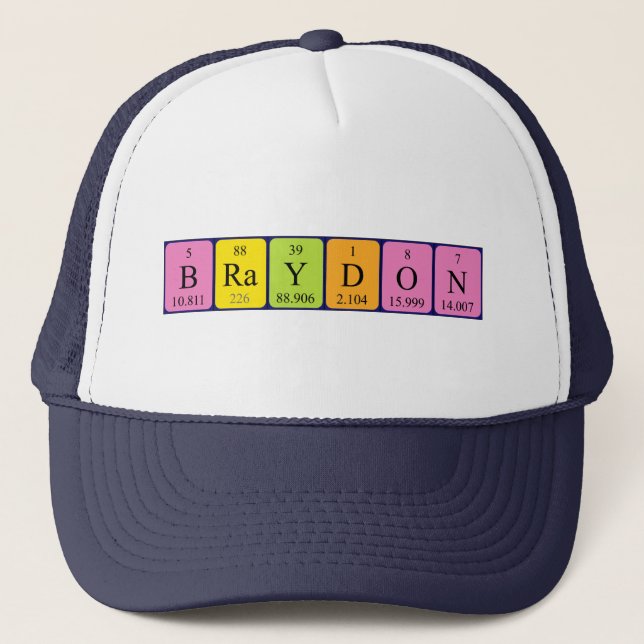 Gorra de nombres de tabla periódica de Braydon (Anverso)