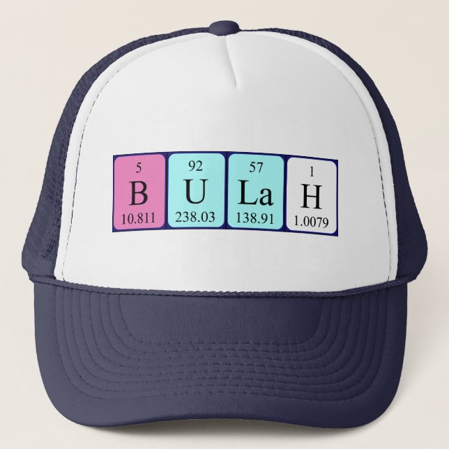 Gorra de nombres de tabla periódica de Bulah (Anverso)