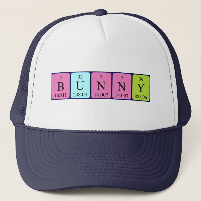 Gorra de nombres de tabla periódica de Bunny (Anverso)