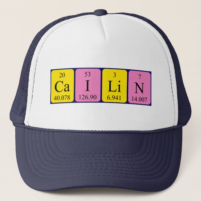 Gorra de nombres de tabla periódica de Cailin (Anverso)