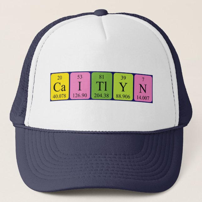 Gorra de nombres de tabla periódica de Caitlyn (Anverso)