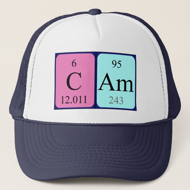 Gorra de nombres de tabla periódica de Cam (Anverso)
