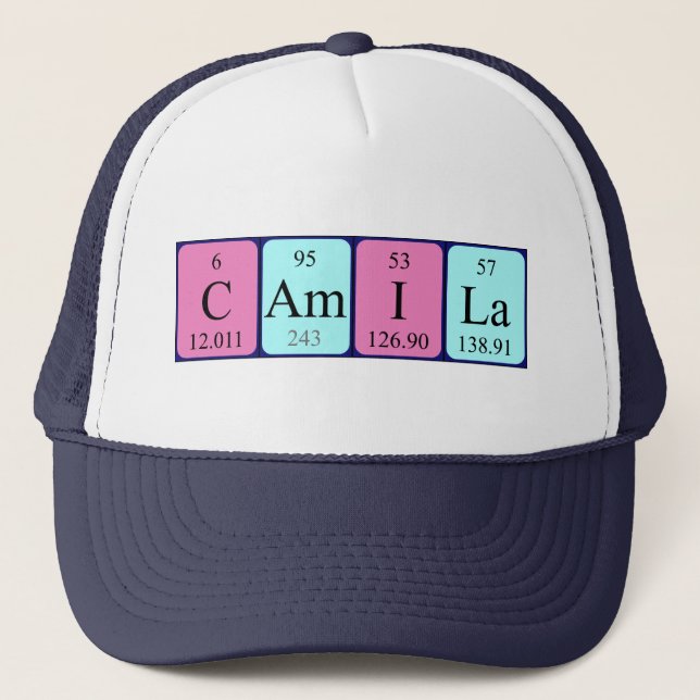 Gorra de nombres de tabla periódica de Camila (Anverso)