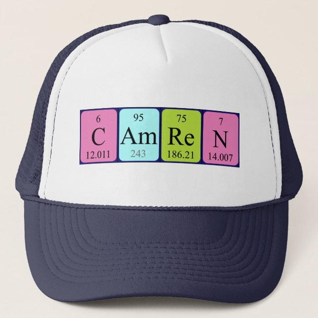 Gorra de nombres de tabla periódica de Camren (Anverso)