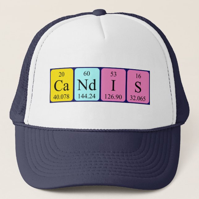 Gorra de nombres de tabla periódica de Candis (Anverso)