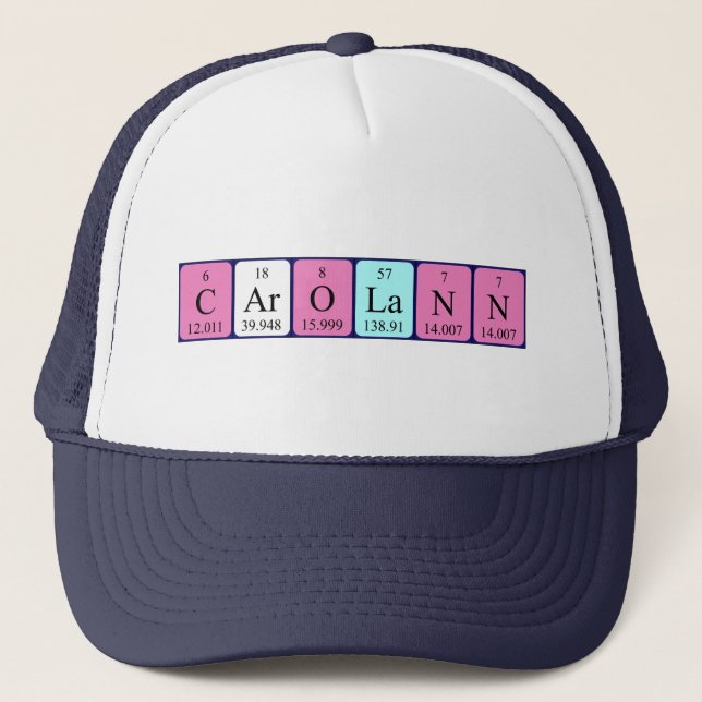 Gorra de nombres de tabla periódica de Carolann (Anverso)