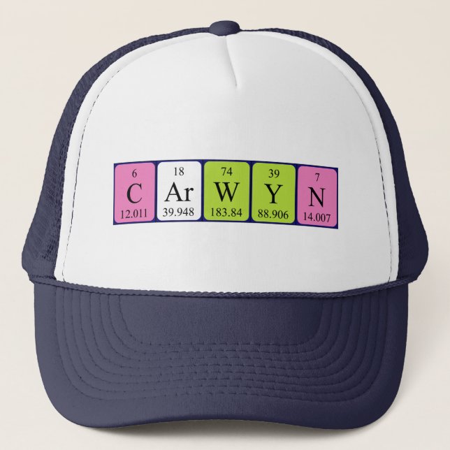Gorra de nombres de tabla periódica de Carwyn (Anverso)