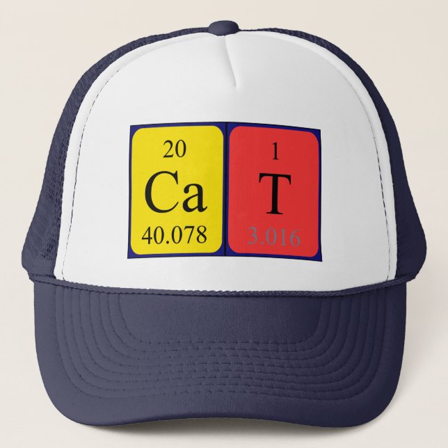 Gorra de nombres de tabla periódica de Cat (Anverso)