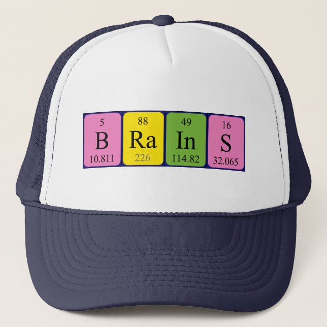 Gorra de nombres de tabla periódica de cerebros (Anverso)