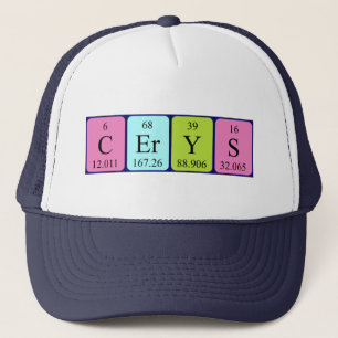 Gorra de nombres de tabla periódica de Cerys