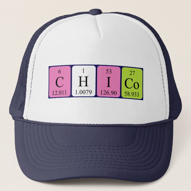 Gorra de nombres de tabla periódica de Chico (Anverso)