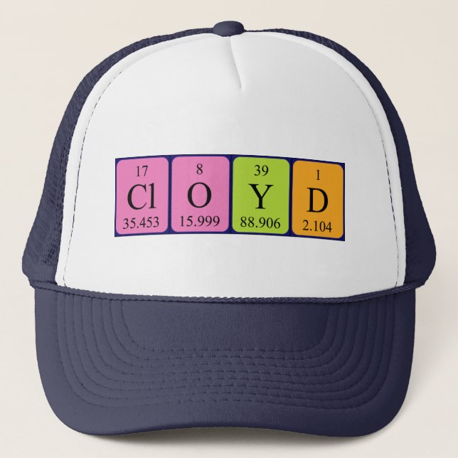 Gorra de nombres de tabla periódica de cierre (Anverso)