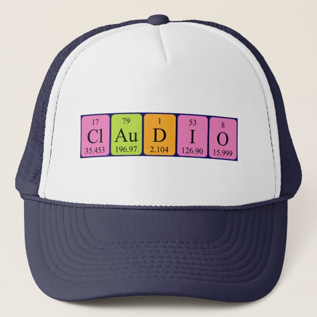 Gorra de nombres de tabla periódica de Claudio (Anverso)