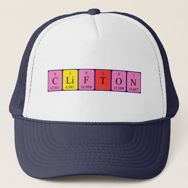 Gorra de nombres de tabla periódica de Clifton (Anverso)