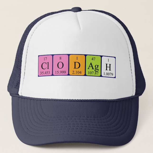 Gorra de nombres de tabla periódica de Clodagh (Anverso)