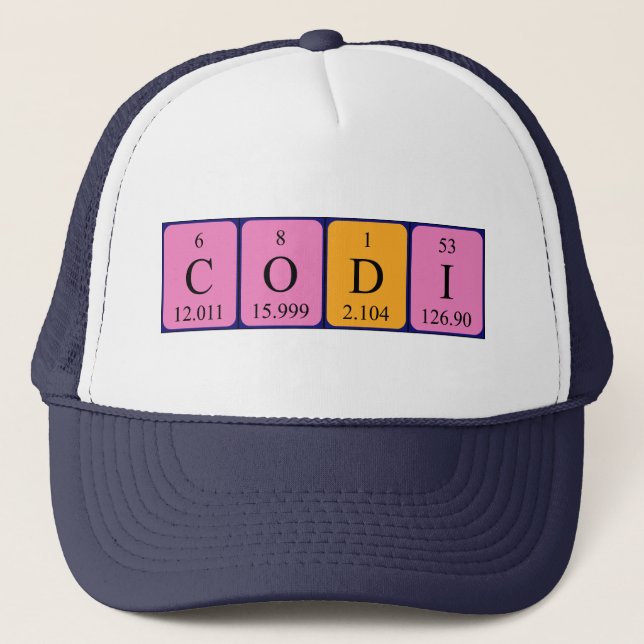 Gorra de nombres de tabla periódica de Codi (Anverso)