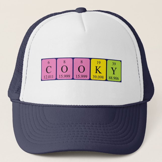 Gorra de nombres de tabla periódica de cookies (Anverso)