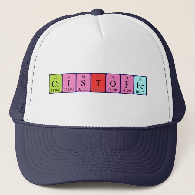 Gorra de nombres de tabla periódica de Cristofer (Anverso)