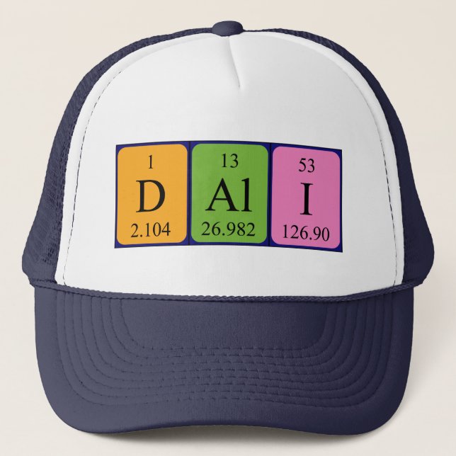 Gorra de nombres de tabla periódica de Dalí (Anverso)