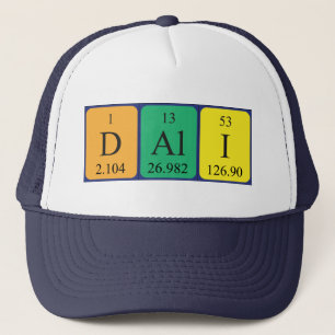 Gorra de nombres de tabla periódica de Dalí